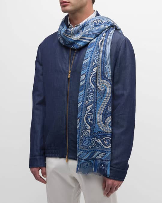 Etro Men's Semi-Sheer Paisley Scarf Neiman Marcus