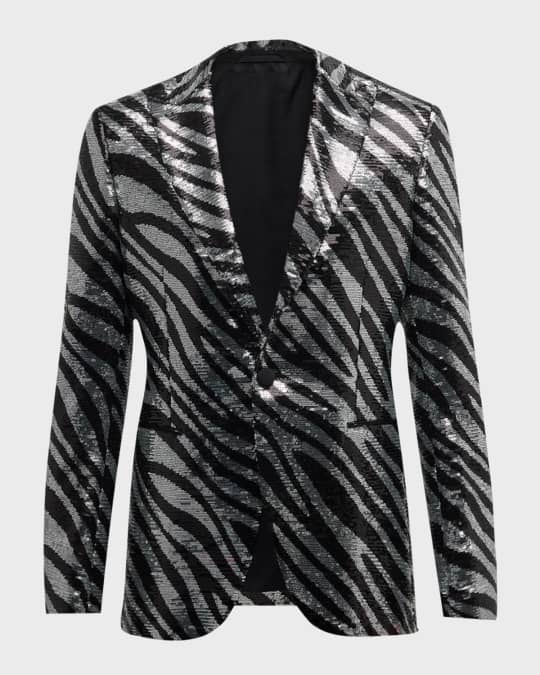 Etro Men's Sequin Zebra Tuxedo Jacket | Neiman Marcus