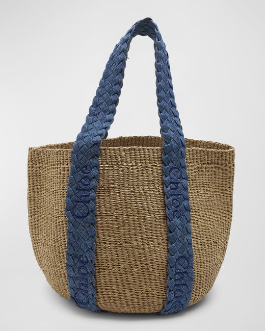 Chloe x Mifuko Woody Large Basket Bag with Braided Denim Handles