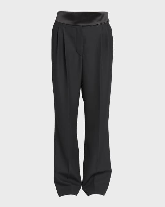 パンツ Stella McCartney Wool black Wide Pant Stella McCartney Wide-Leg Wool Tuxedo Trousers | Neiman Marcus