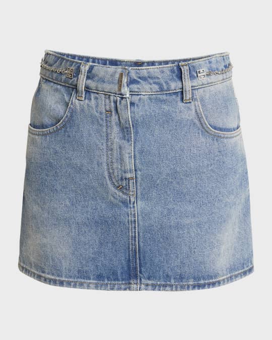 Givenchy Denim Mini Skirt with Chain Details | Neiman Marcus