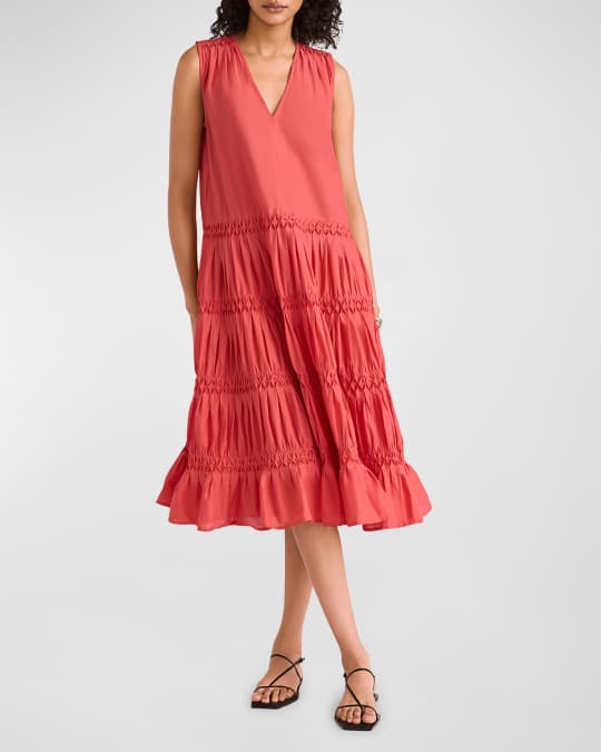 astr poplin puff sleeve tiered midi dress Alexis Poplin Tiered Midi Dress – Sugarlips