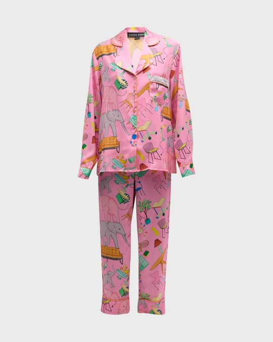 Women's Pyjama Set, Women Long Sleeve Suit Pajamas Spring Satin Printing Fashion  Pyjamas Set (Color : Pink Flowers, Size : XX-Large) : : Clothing,  Shoes & Accessories