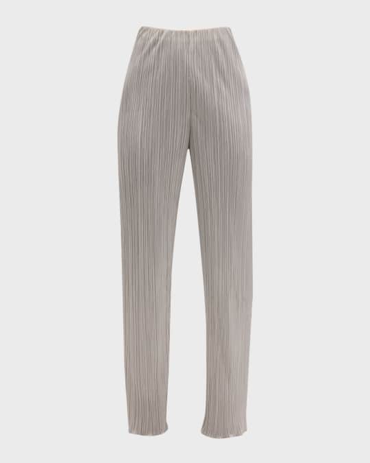 Rowan High-Rise Straight-Leg Plisse Pants 
