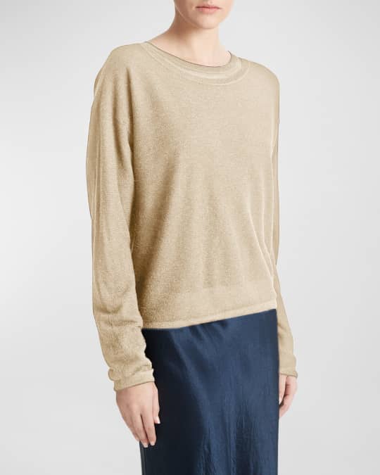 Vince Wool and Silk Double Layer Crop Sweater Neiman Marcus