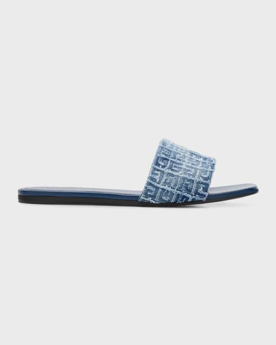 4G Cotton Flat Slide Sandals