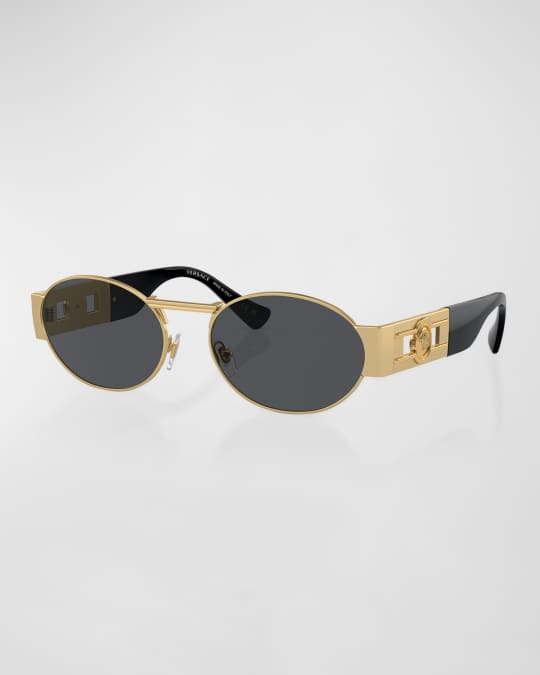 VERSACEメデューサ Versace Medusa Deco Steel & Acetate Oval Sunglasses | Neiman Marcus