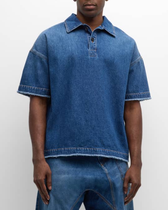 JW Anderson Men's Denim Polo Shirt | Neiman Marcus