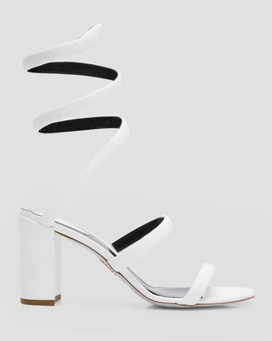 Rene Caovilla Cleo Leather Snake-Wrap Sandals Neiman Marcus