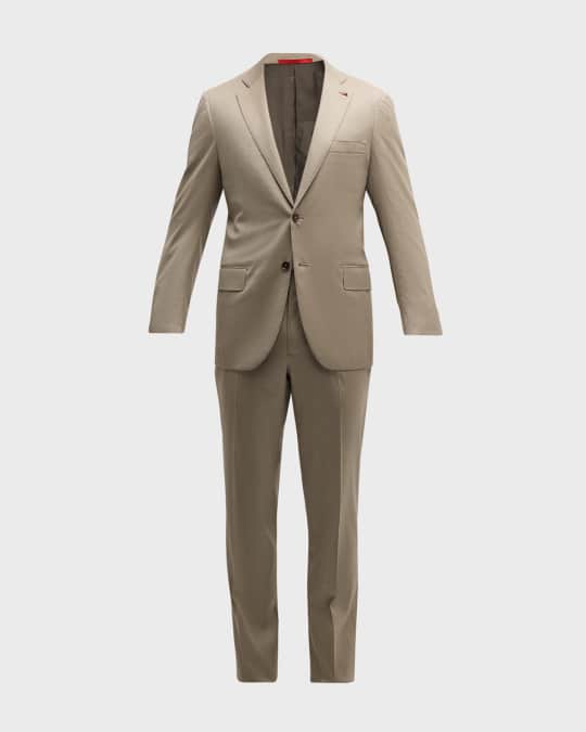 Isaia Men's Wool-Silk Herringbone Suit Neiman Marcus