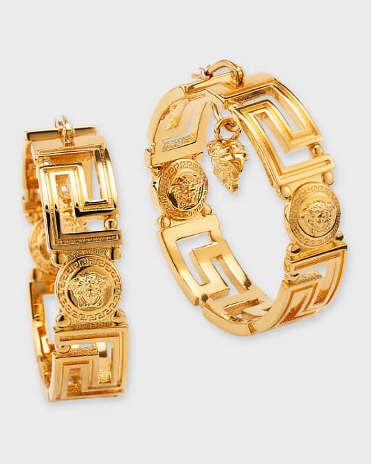 ピアス VERSACE FW25 LOGO HOOP EARRINGS (1019656 1A006203J000) Versace Hoop Earrings Gold | VERSACE US
