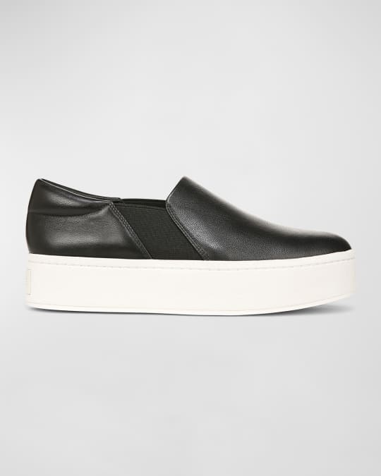 Vince black leather slip on sneakers outlet