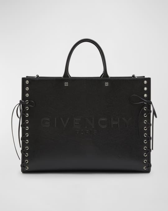 G Tote Medium Shopping Bag in Leather with Corset Detail