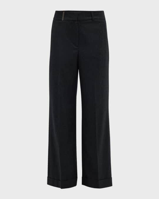 Pleated High-Rise Check-Print Palazzo Pants