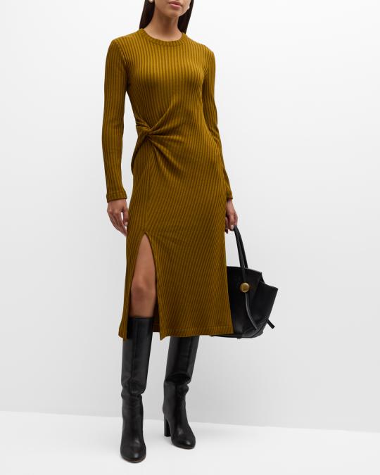 elana knit dresses Ribbed Twisted Midi Dress women's suits