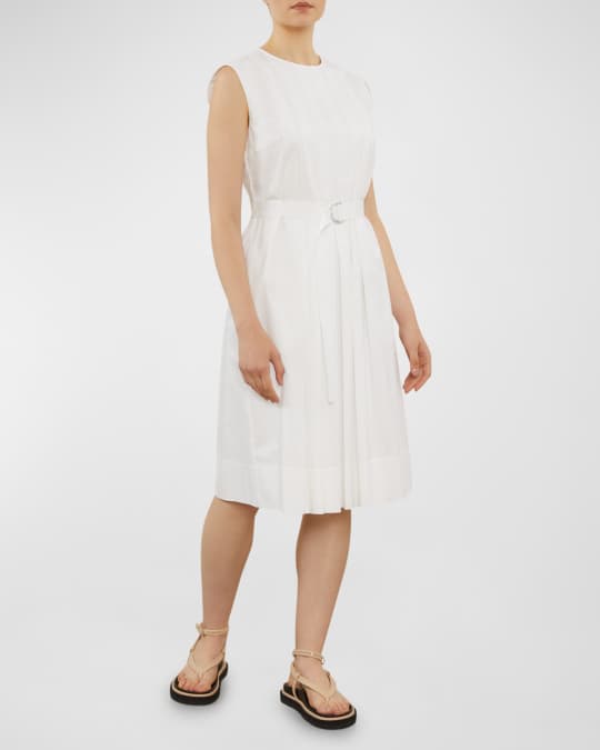 Peserico Sleeveless Belted A-Line Midi Dress | Neiman Marcus