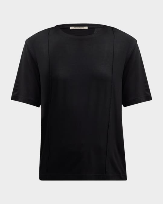 Peter Do Logo Crease Tシャツ XL Peter Do Short-Sleeve Pictuck Creased T-Shirt | Neiman Marcus