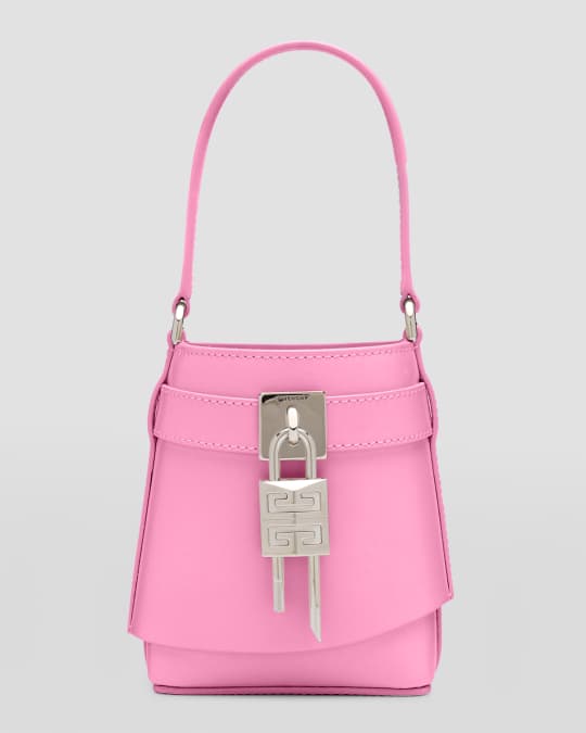 Shark Lock Micro Bucket Bag in Box Leather