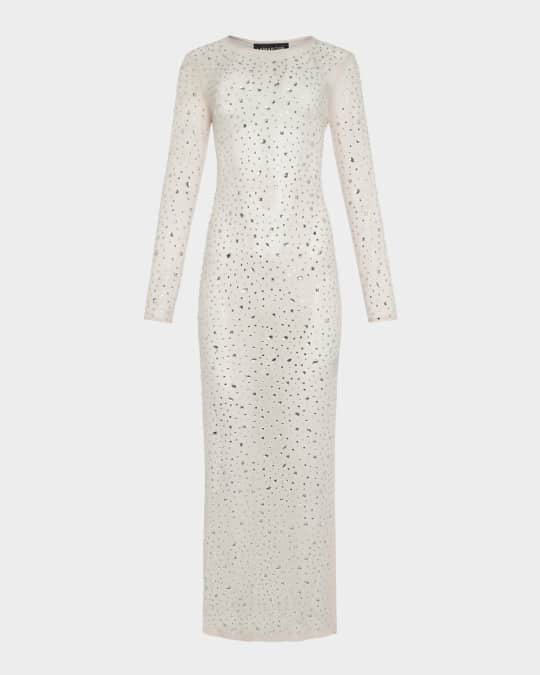 Maret Rhinestone Mesh Maxi Slit Dress