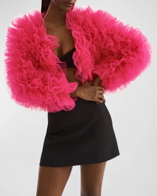 LaMarque Britny Layered Tulle Crop Jacket | Neiman Marcus