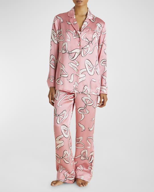 Bow Print Silk Pajama Set