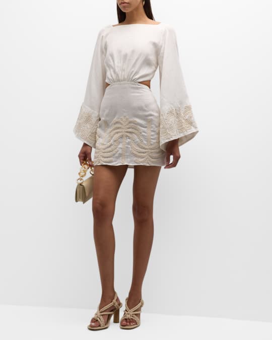Johanna Ortiz Shared Present Palm Tree Embroidered Mini Dress | Neiman  Marcus
