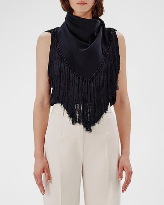 トップス seyto Jacquard fringe sleeveless tops seyto Jacquard fringe sleeveless tops