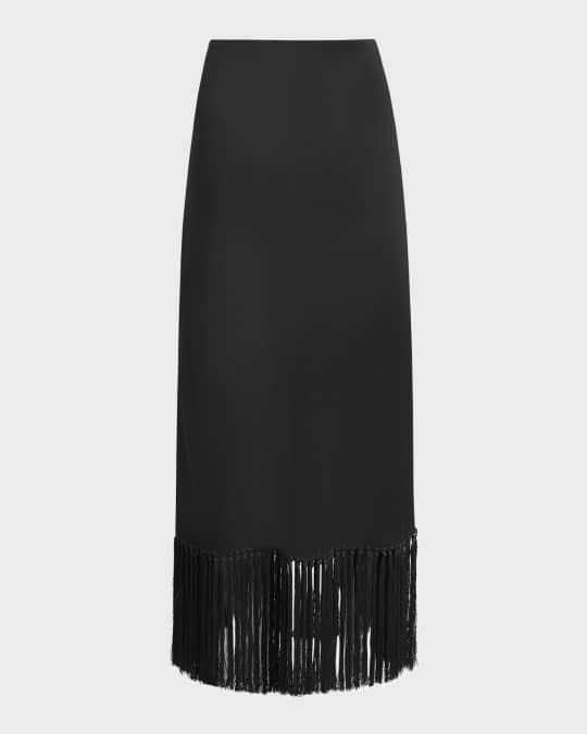 Another Tomorrow Fringe Hem Knit Maxi Skirt | Neiman Marcus