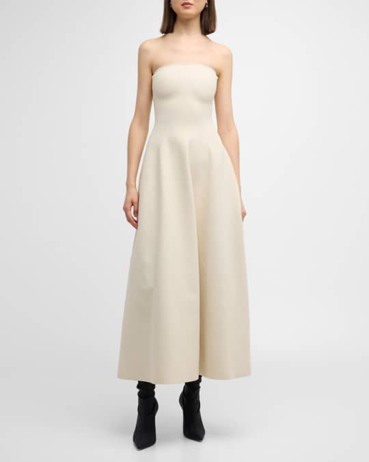 Brandon Maxwell Strapless Knit Midi Dress | Neiman Marcus