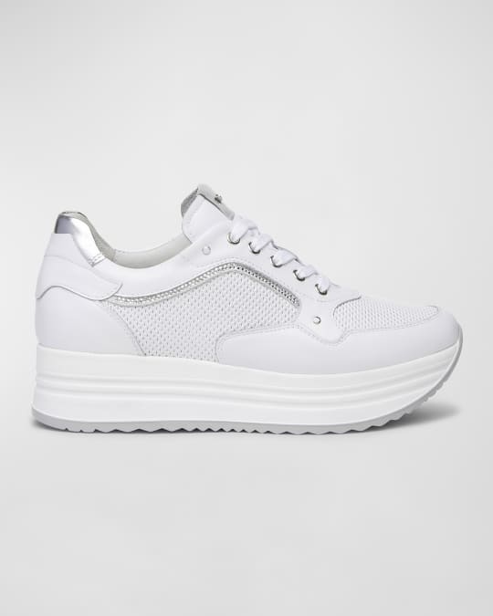 Perforated Leather Platform Sneakers