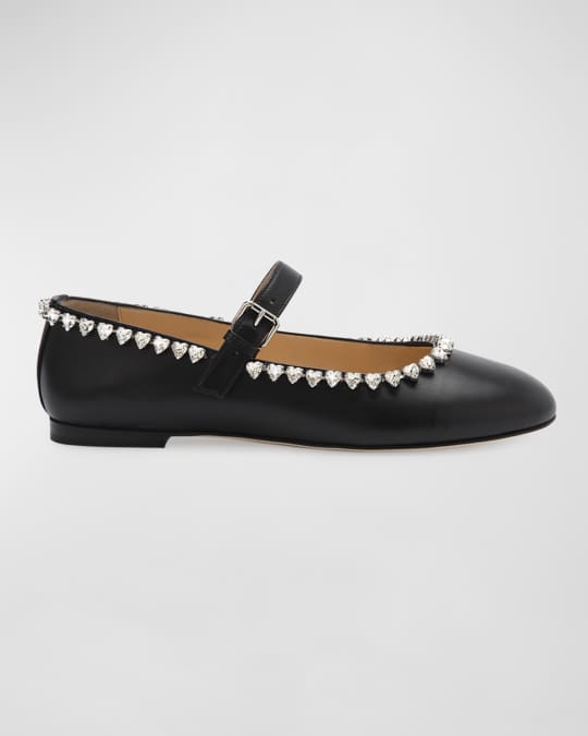 Audrey Embellished Leather Ballerina Flats