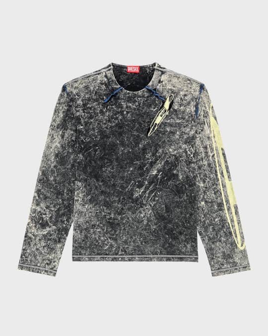 ◆DIESEL◆ T-CRAMIVOLKK-LS SN34 Tシャツ Diesel Men's T-Cramivolkk Marble-Washed T-Shirt | Neiman Marcus