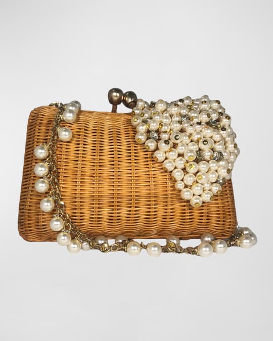 Serpui Charlotte Pearly Straw Clutch Bag Neiman Marcus