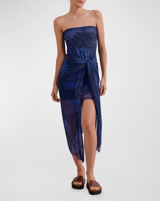 strapless midi beach dress Horizon Strapless Collared Midi Dress
