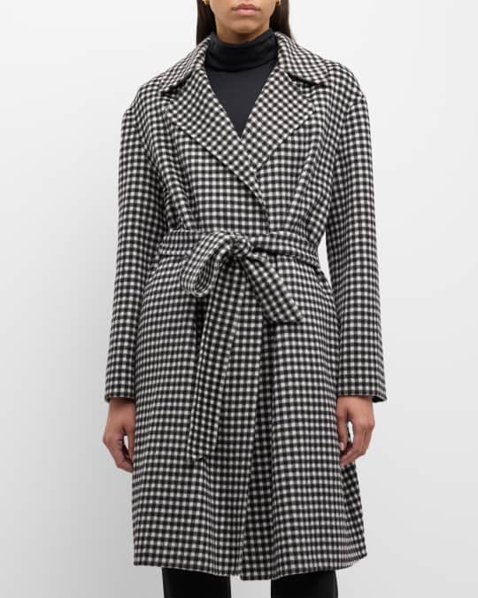 Max Mara Studio Alcade Check-Print Wool Wrap Coat | Neiman