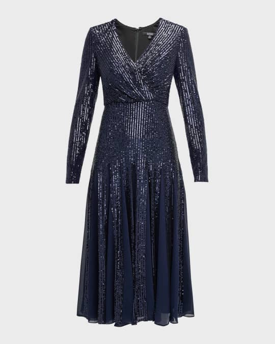 Badgley mischka collection long sleeve dress deals