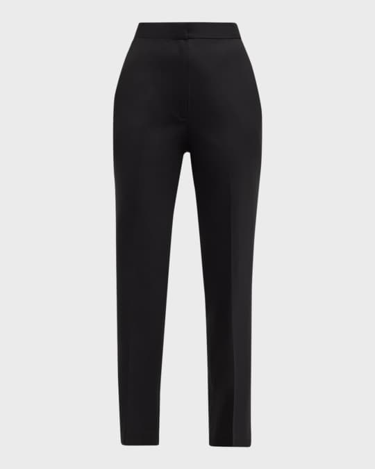 mid rise cigarette pants for women Black with Belted Waist  TAVROVSKA Tailored mid Lysse Women's Twill Cigarette Pant,