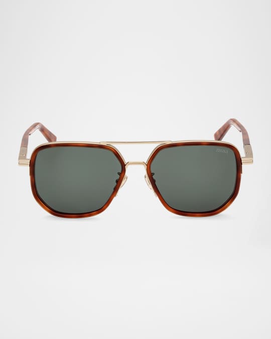 ZEGNA Men's Metal Square Sunglasses | Neiman Marcus