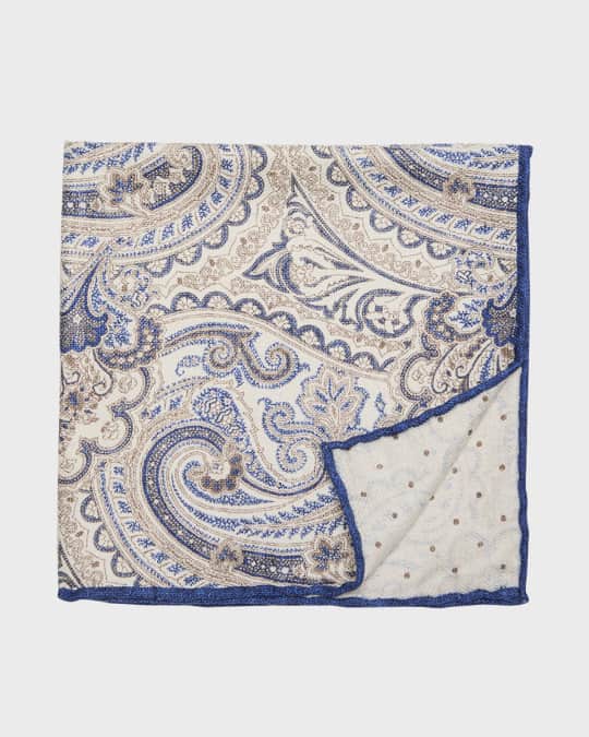 Men's Paisley-Print Silk Pocket Square