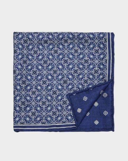 Men's Geometric-Print Silk Pocket Square