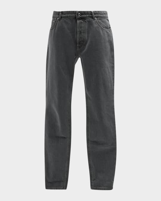 Brunello Cucinelli Men's Straight-Leg Gray Denim Jeans