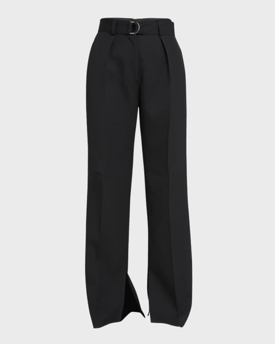 Jil Sander 40 Pleated Belted Straight-Leg Split-Hem Trousers Jil Sander 40 Pleated Belted Straight-Leg Split-Hem Trousers