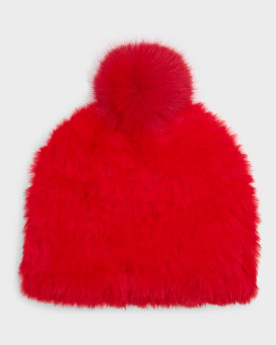Fluffy Beanie With Faux Fur Pom 