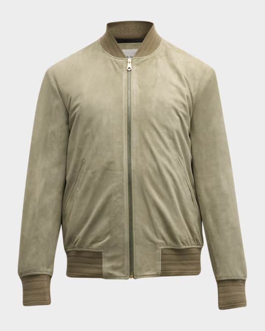Paul Smith Men's Suede Full-Zip Bomber Jacket | Neiman Marcus