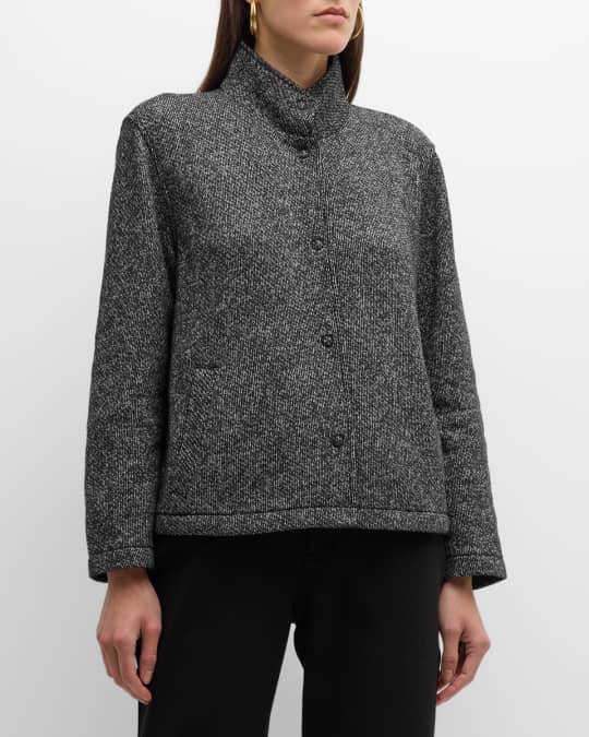 Button Down Two Tone Terry Jacket