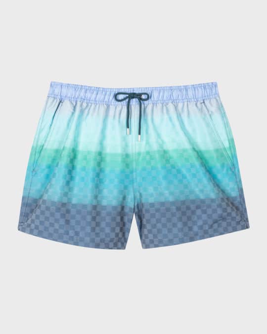 Men's Checkered Degrade Swim Trunks 