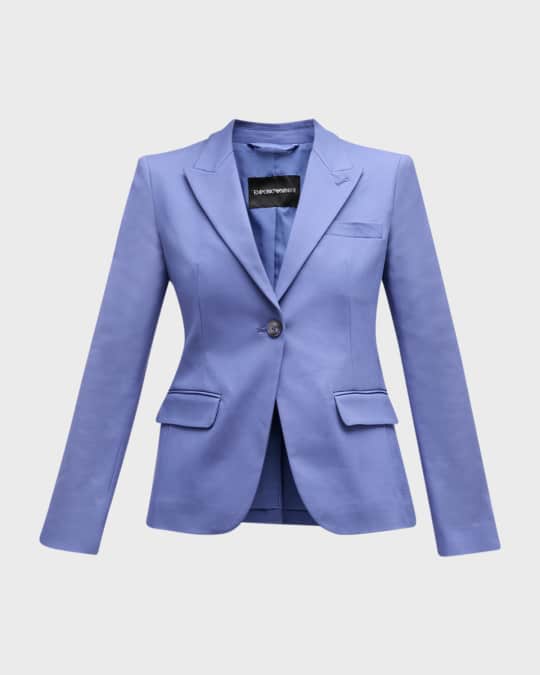 アウターその他 EMPORIO ARMANI Woman Blazer Blue EW001675 TE13450 FB255 Emporio Armani Peak-Lapel Single-Button Blazer | Neiman Marcus