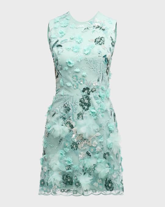 sachin and babi light blue dress CAROLINE CONSTAS Miranda Dress in White Blue Embroidery