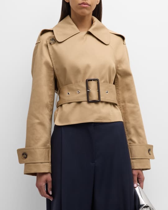 JW Anderson Wrap-Front Cropped Trench Coat | Neiman Marcus