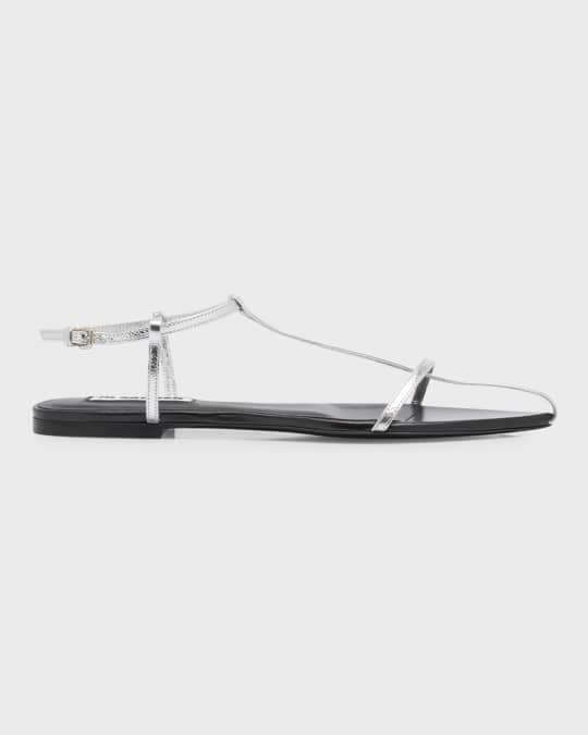 Jil Sander Metallic T-Strap Flat Sandals | Neiman Marcus Jil Sander Metallic T-Strap Flat Sandals | Neiman Marcus